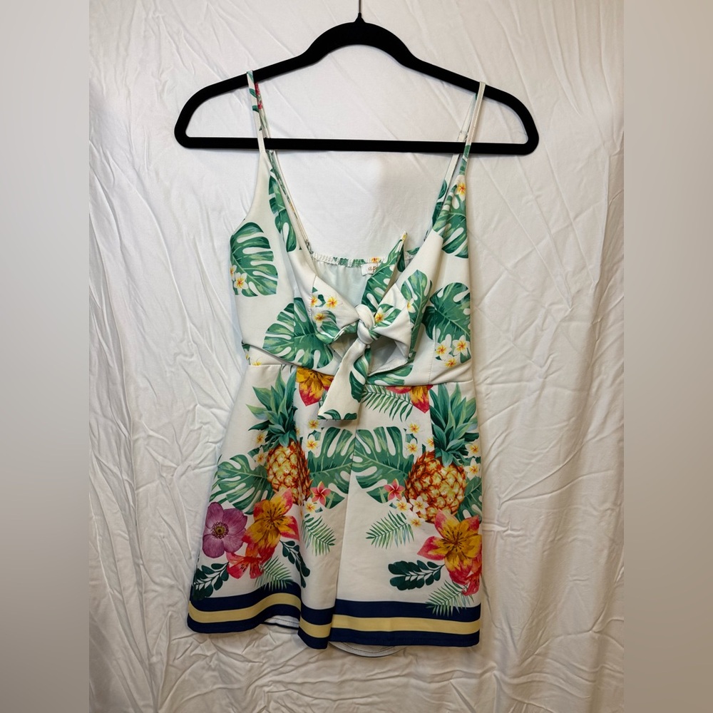 APeach Adjustable Strap Pineapple Palm Romper - Women’s Small